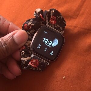 Fitbit Black Floral Smartwatch with Scrunchie Band